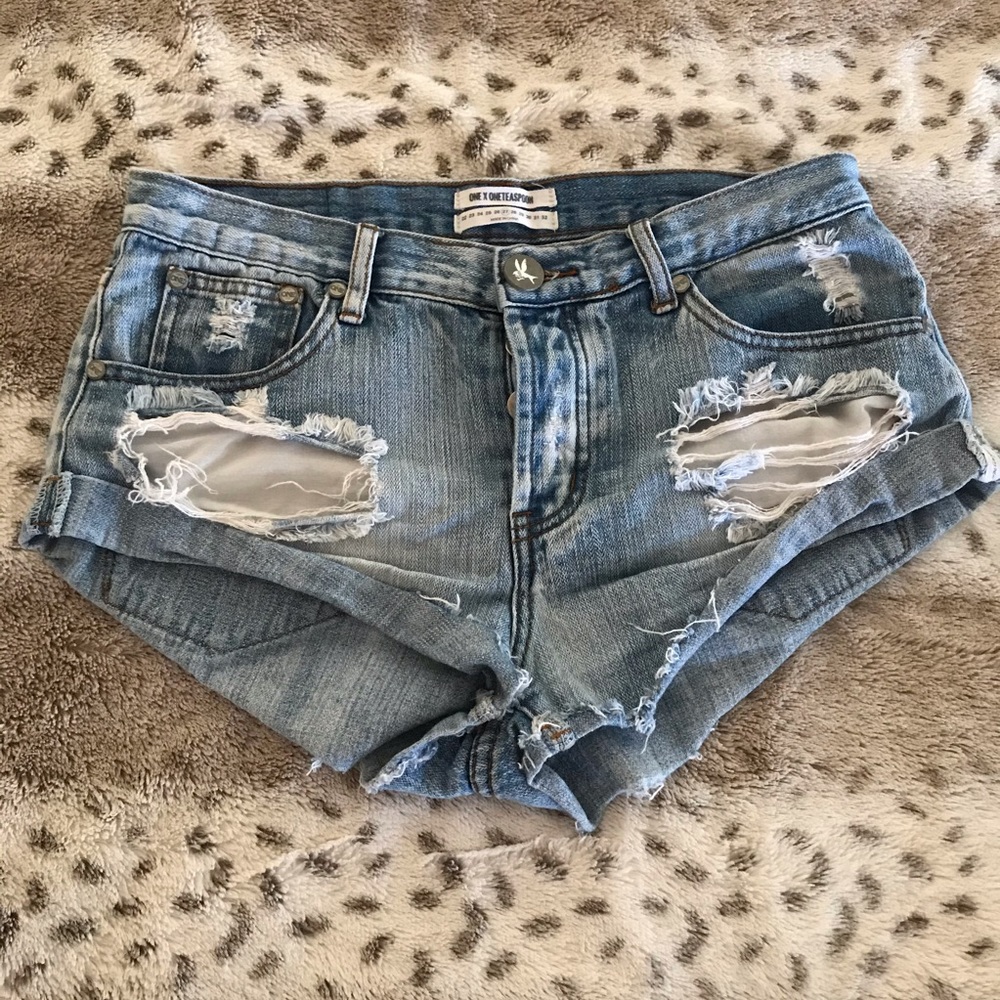 One Teaspoon 27 Bandits Denim Jeans Shorts